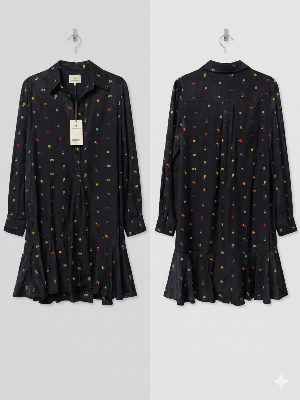 Tuckernuck Navy Embroidered Callahan Shirt Dress